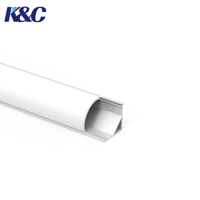 Harga bagus Profil Sudut Aluminium LED Sudut Kanan Bermounted Surface dengan Diffuser 45° on line