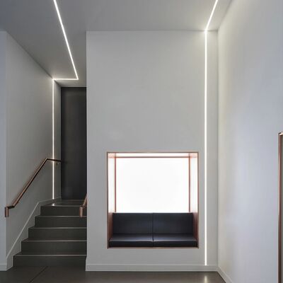Harga bagus 6063 T5 Aluminium Alloy Recessed LED Profile dengan Sandblasting Oxidation untuk pemasangan tertanam on line