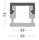 6063 T5 Recessed Led Channel Profile H7.5mm 5mm PCB With PC Cover