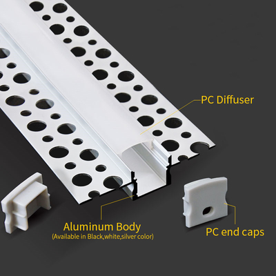 Profil eternit LED Aluminium Recessed Drywall Plaster Gypsum LED Light Strip Saluran Aluminium Dengan Penutup PC