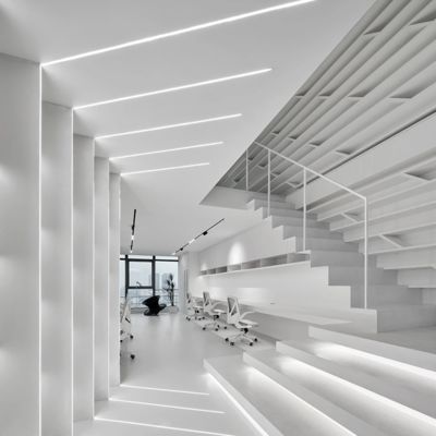 Profil Ekstrusi Aluminium LED H8mm dengan diffuser PC untuk penerangan lantai