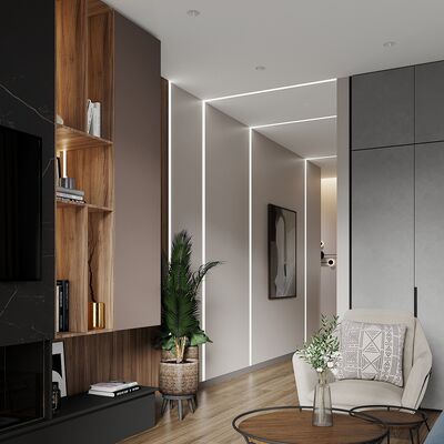 Harga bagus Profil Aluminium LED Tersembunyi Anodized K5 dengan Diffuser PMMA untuk Pemasangan Strip LED Tertanam on line