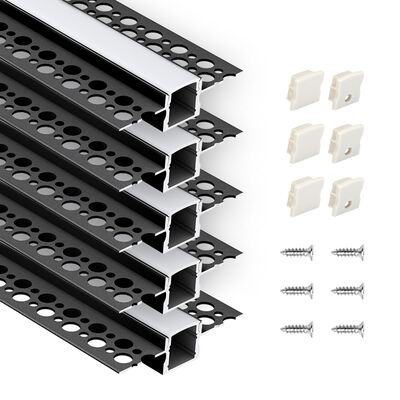 Harga bagus Profil Aluminium LED Strip Aluminium Alloy T5 6063 dengan Oksidasi Sandblasting untuk Pencahayaan Linear Terpasang Tersembunyi on line