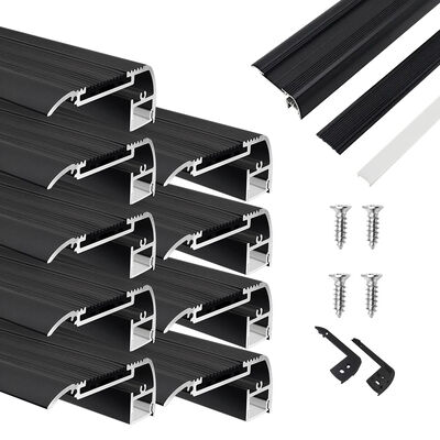Harga bagus Black Anodized LED Nosing Profile 6063-T5 Aluminium Alloy W65mm*H27.5mm untuk Lampu Tangga on line