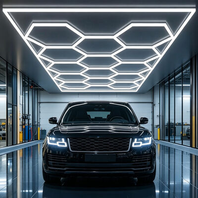 615W LED Light Hexagon Modular Ceiling Lighting System for Garage Gym Workshop Office Connectable Honeycomb LED Hex Light Panel