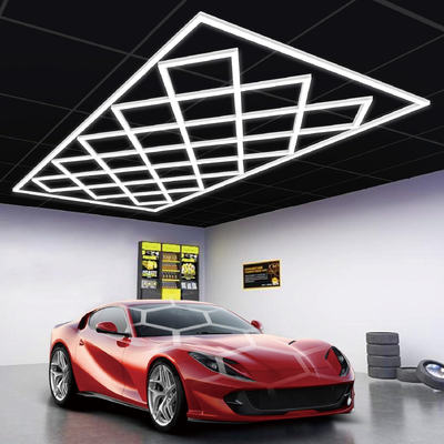 LED Hexagonal Light Modular Ceiling Lighting System Panel Honeycomb yang dapat dihubungkan untuk workshop gym garasi dan aplikasi kantor