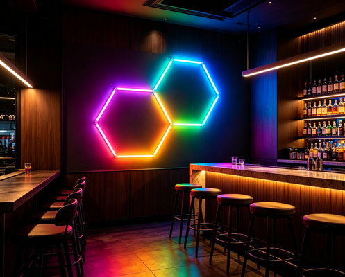 Harga bagus Sistem Plafon Sarang Lebah Modular RGB Lampu Heksagonal LED Menawarkan Opsi Pemasangan Fleksibel untuk Bengkel dan Kantor Garasi Gym On line
