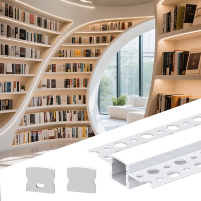 Saluran Aluminium Strip Lampu LED Dengan Penutup PC K6 Tanam Dinding Plester Gipsum Profil Aluminium LED K&C