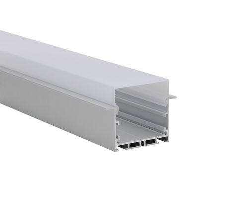 Profil led aluminium tersembunyi 50 * 50mm dengan diffuser PC untuk lampu linier strip yang dipimpin