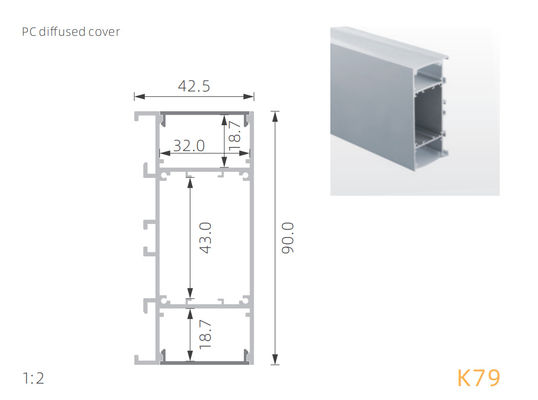 Profil yang dipimpin dengan diffuser pc yang dipimpin saluran Aluminium untuk penerangan Dinding LED