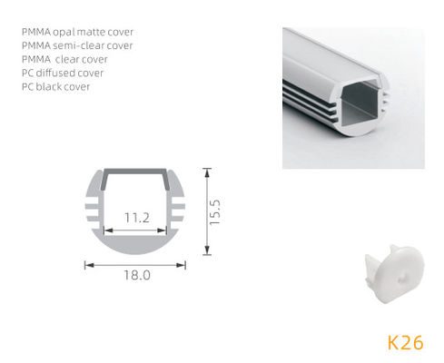 100lm / W 2m Anodized Led Aluminium Profile 6063 Alloy Untuk Tube Light