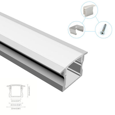 Profil LED Aluminium Tersembunyi 2m 2.5m Standar Dengan Penutup PC