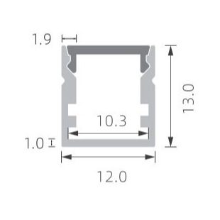 PMMA Frosted Led Strip Light Profile Sandblasting 12 × 13mm Dengan Penutup Pc