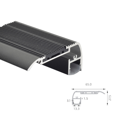 Profil LED Profil Aluminium Ekstrusi Untuk Bioskop Langkah Cahaya Hitam Anodized