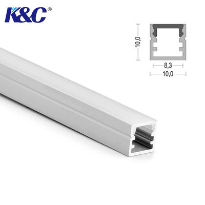 Profil Aluminium Strip LED 10 * 10mm Dengan Penutup Diffuser PC PMMA