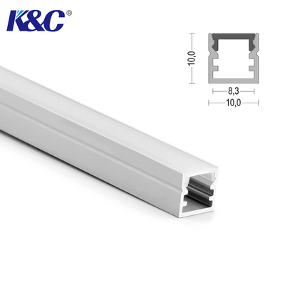 Harga bagus Profil Aluminium Strip LED 10 * 10mm Dengan Penutup Diffuser PC PMMA on line