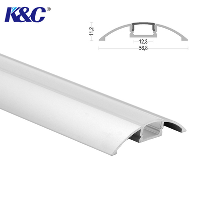 Harga bagus Buram PMMA LED Strip Profil Aluminium IP20 56.8*11.2mm Mengangkat Bulat on line