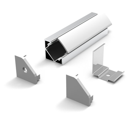 90 Derajat Sudut Aluminium Led Profile 6063 Dengan Pc Diffuser