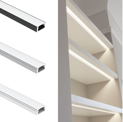 Surface Mounted 6063 LED Strip Aluminium Profile PMMA Diffuser Untuk Penerangan Dinding Lemari Pakaian