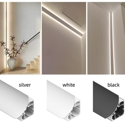 Harga bagus PC PMMA Diffuser LED Corner Aluminium Profile Alloy 6063 T5 Anodizing Finish on line
