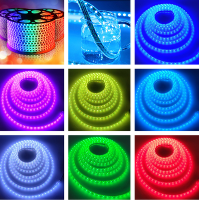 SMD5050 Fleksibel RGB LED Strip Lights Silica Gel Warna-warni DC24V 60 Leds Tahan Air IP68