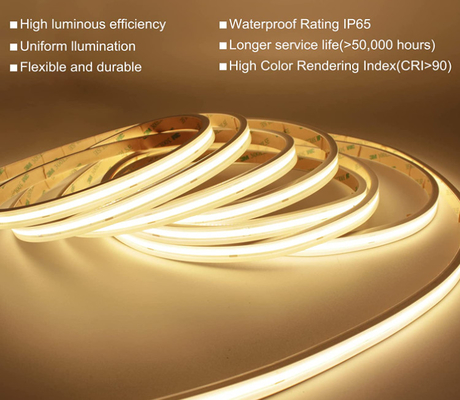 Harga bagus Lampu Strip LED Fleksibel Tahan Air COB IP68 24 Volt 320 Leds 8mm RA80 Silica Gel on line